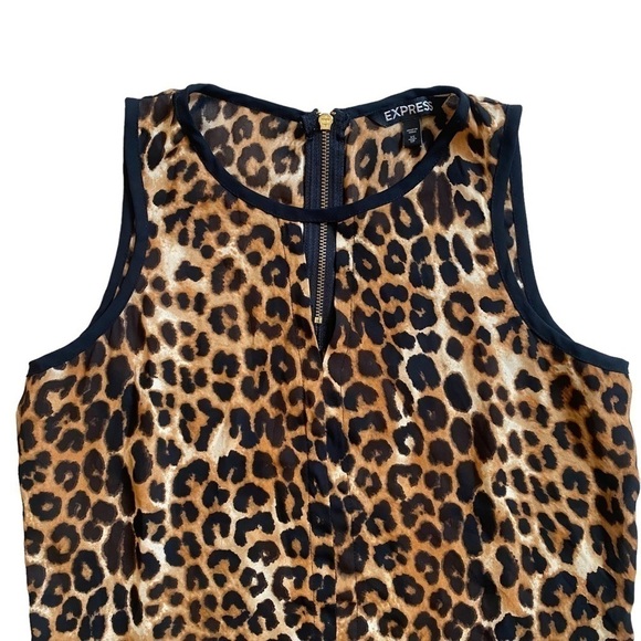 Express Sleeveless Brown Black Cheetah Animal Print Blouse XS - Picture 2 of 11
